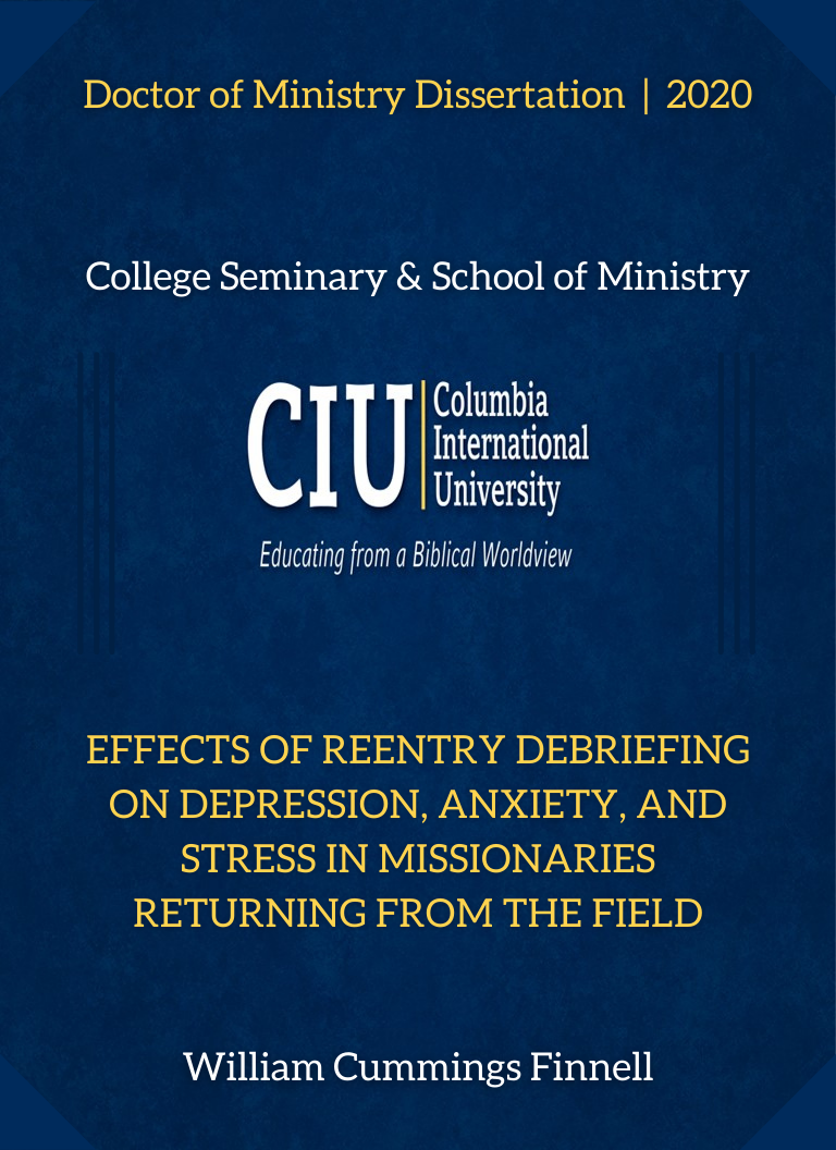 Title details for Effects of reentry debriefing on depression, anxiety, and stress in missionaries returning from the field. by William Finnell - Available